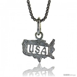 Sterling Silver Small USA Pendant, 5/16 in Tall