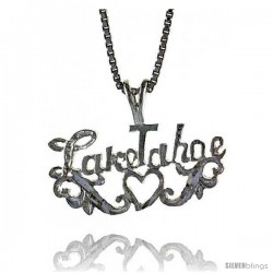 Sterling Silver I Love Lake Tahoe Pendant, 1/2 in Tall