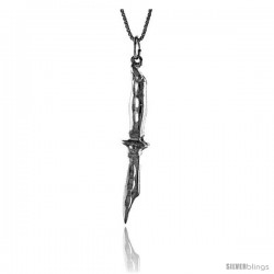 Sterling Silver Switchblade Pendant, 1 3/4 in Tall