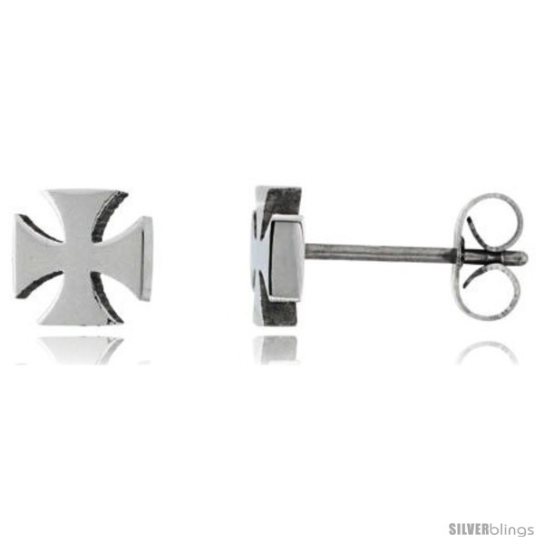 https://www.silverblings.com/2058-thickbox_default/small-stainless-steel-st-johns-cross-maltese-cross-stud-earrings-1-4-in-high.jpg
