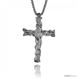 Sterling Silver Nugget Cross Pendant, 1 in