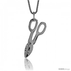 Sterling Silver Metal Scissor Pendant, 1 in Tall