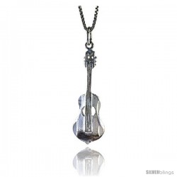Sterling Silver Acoustic Bass Pendant, 1 1/4 in Tall
