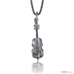 Sterling Silver Small Violin Pendant, 3/4 in Tall