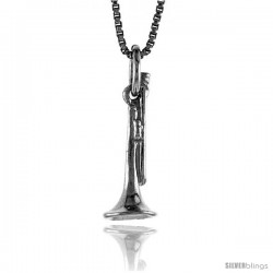 Sterling Silver Trumpet Pendant, 3/4 in Tall