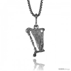 Sterling Silver Tiny Harp Pendant, 1/2 in Tall