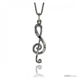 Sterling Silver G-Clef Pendant, 1 1/16 in Tall
