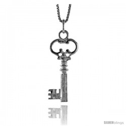 Sterling Silver Key Pendant, 1 1/16 in Tall