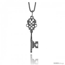 Sterling Silver Key Pendant, 1 1/8 in Tall