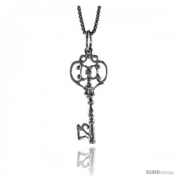 Sterling Silver Key Pendant, 1 in Tall