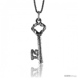 Sterling Silver Key Pendant, 1 in Tall -Style 4p827