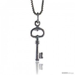 Sterling Silver Small Key Pendant, 3/4 in Tall