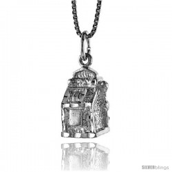 Sterling Silver Slot Machine Pendant, 1/2 in Tall