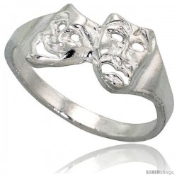 Sterling Silver Drama Masks Ring Polished finish 3/8 in wide -Style Ffr488