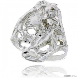 Sterling Silver Woman's Face Ring Polished finish 7/8 in wide