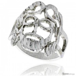 Sterling Silver Jesus Ring Polished finish 3/4 in wide