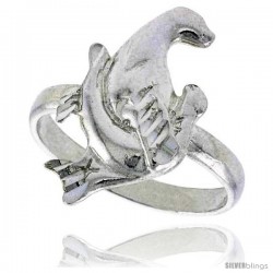 Sterling Silver Sea Lions Ring Polished finish 3/4 in wide