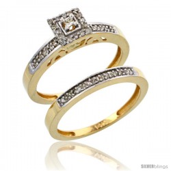 10k Gold 2-Piece Diamond Engagement Ring Set, w/ 0.27 Carat Brilliant Cut Diamonds, 3/32 in. (2.5mm) wide