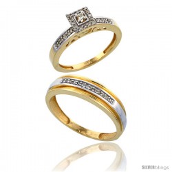 10k Gold 2-Piece Diamond Ring Set ( Engagement Ring & Man's Wedding Band ), w/ 0.25 Carat Brilliant Cut Diamonds, ( 2. 5mm 6mm