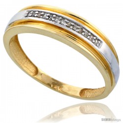 10k Gold Men's Diamond Band, w/ 0.06 Carat Brilliant Cut Diamonds, 1/4 in. (6mm) wide