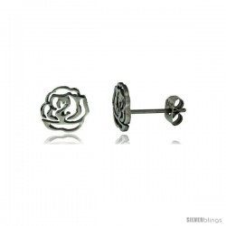 Stainless Steel Tiny Cut Out Flower Stud Earrings 3/8 in high