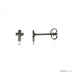 Stainless Steel Very Tiny Cross Stud Earrings 1/4 in high