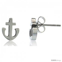 Small Stainless Steel Anchor Stud Earrings, 3/8 in high
