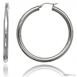 Surgical Steel 2-inch Hoop Earrings Mirror Finish 4 mm tube, feather weigh