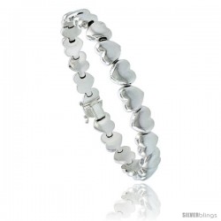 Sterling Silver Stampato Chain Heart Link Necklace or Bracelet), 3/8 in. (10 mm) wide