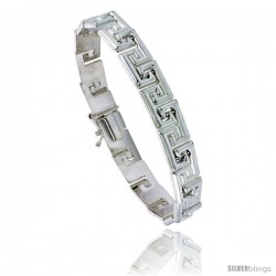 Sterling Silver Stampato Greek Key Chain Link Necklace or Bracelet), 5/16 in. (8 mm) wide