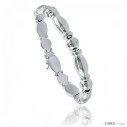 Sterling Silver Stampato Chain Oval Link Necklace or Bracelet), 5/16 in. (8 mm) wide