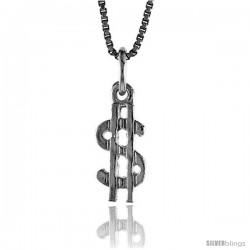 Sterling Silver Tiny Dollar Sign Pendant, 1/2 in Tall