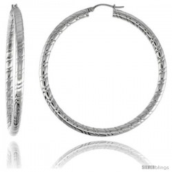 Surgical Steel Tube Hoop Earrings 2 1/4 in round 4 mm wide Candy Stripe Pattern, feather weight