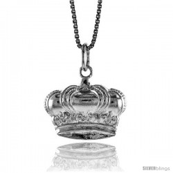 Sterling Silver Crown Pendant, 1/2 in Tall