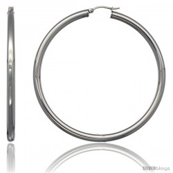 Surgical Steel 2 3/4 in Hoop Earrings Mirror Finish 4 mm tube, feather weigh