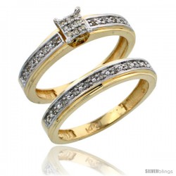 10k Gold 2-Piece Diamond Engagement Ring Set, w/ 0.21 Carat Brilliant Cut Diamonds, 5/32 in. (4mm) wide