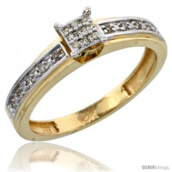 10k Gold Diamond Engagement Ring, w/ 0.13 Carat Brilliant Cut Diamonds, 5/32 in. (4mm) wide