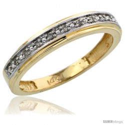 10k Gold Ladies' Diamond Band, w/ 0.08 Carat Brilliant Cut Diamonds, 5/32 in. (4mm) wide