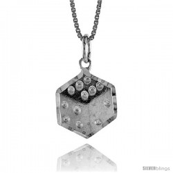 Sterling Silver Dice Pendant, 1/2 in Tall