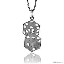 Sterling Silver Double Dice Pendant, 7/8 in Tall