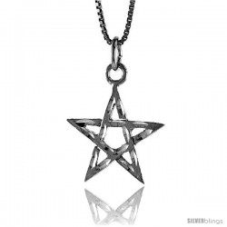 Sterling Silver 5-Point Star Pendant, 3/4 in Tall