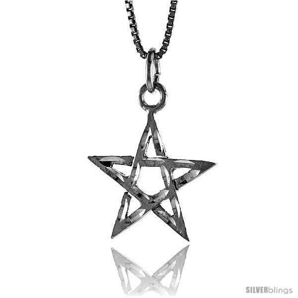 Four Point Star Pendant in Sterling Silver or Gold Over Sterling