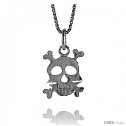 Sterling Silver Skull & Crossbones Pendant, 1/2 in Tall -Style 4p847