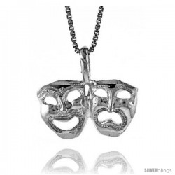 Sterling Silver Drama Mask Pendant, 1/2 in Tall -Style 4p850