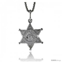 Sterling Silver Sherriff's Badge Pendant, 1/2 in Tall