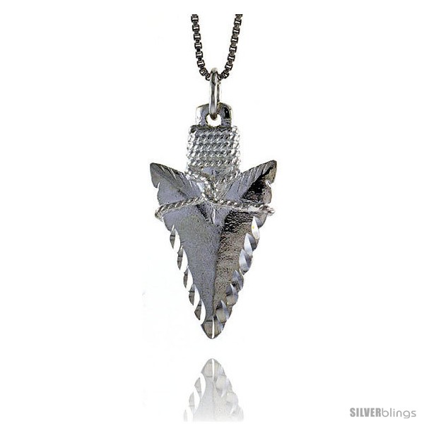 Sterling Silver Arrowhead Pendant, 1 1/4 in Tall