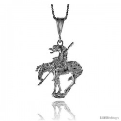 Sterling Silver Large End of the Trail Pendant, 1 1/8 in Tall