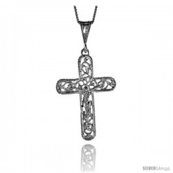 Sterling Silver Filigree Crucifix Pendant, 1 3/4 in