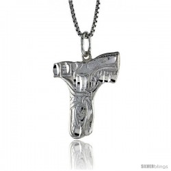 Sterling Silver Gun Pendant, 7/8 in tall