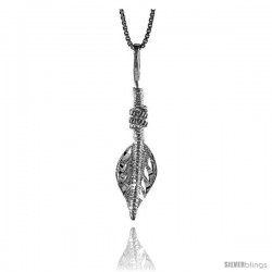 Sterling Silver Feather Pendant, 1 1/8 in Tall